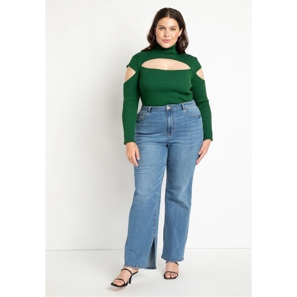 Eloquii Gena Fit Split Inseam Hem Straight Leg Jean - Medium Wash - Picture 2 of 8